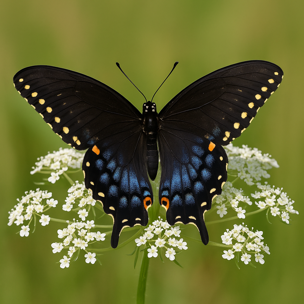 black swallowtail butterfly on queen anne's lace
